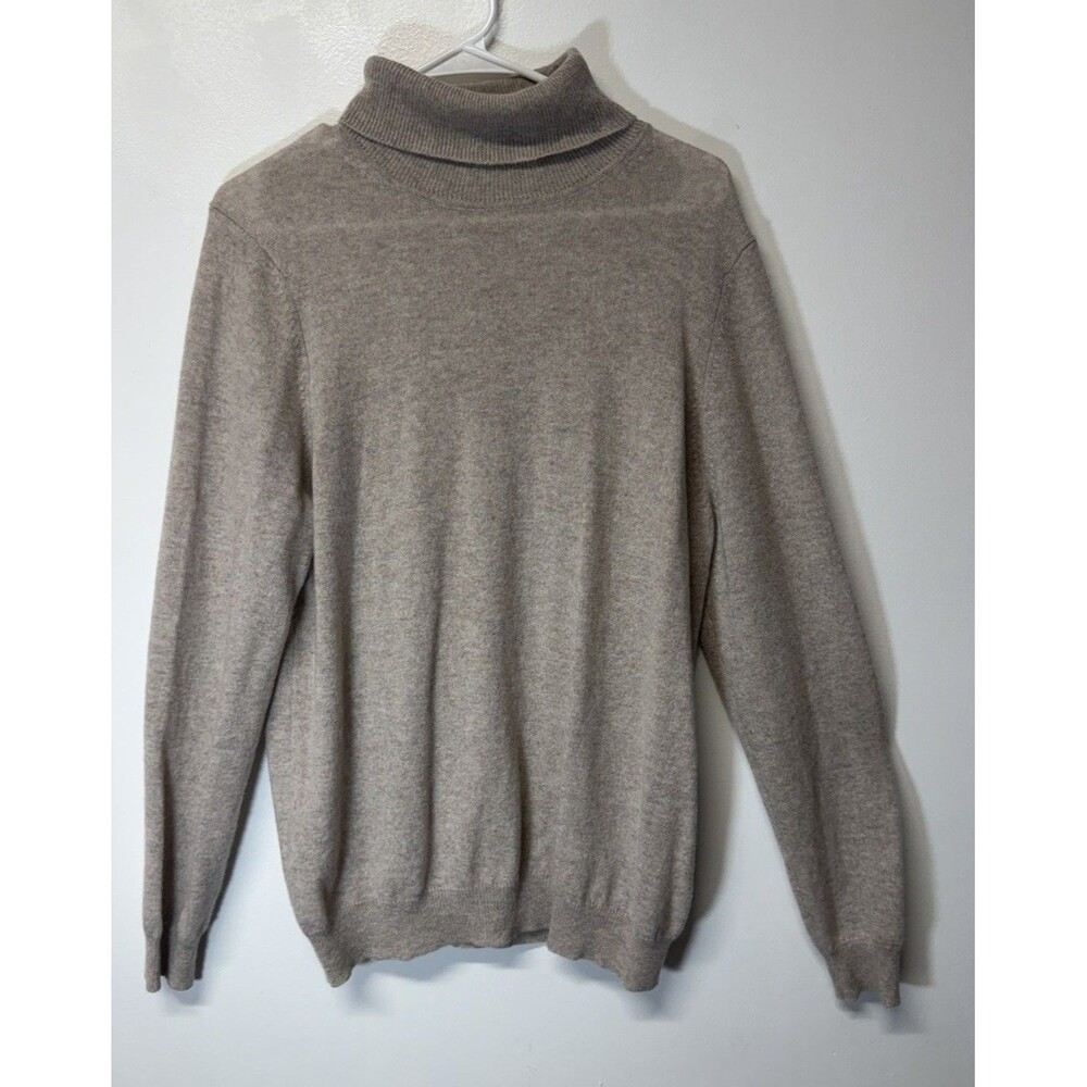 Charter Club Luxury 100% Cashmere Turtleneck Sweater Top Long Sleeve Tan Sz Xl